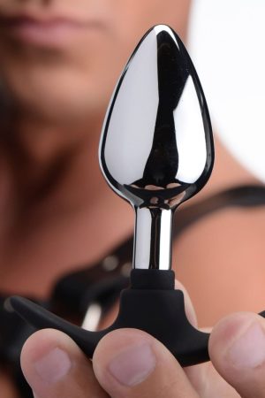 Dark Invader Metal and Silicone Anal Plug - Medium