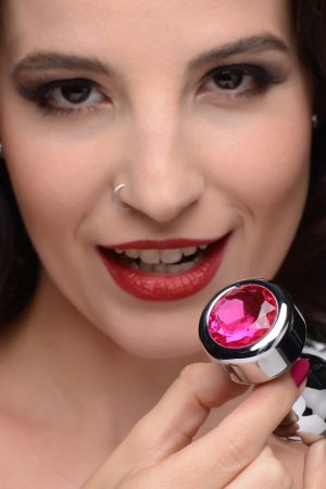 Hot Pink Gem Weighted Anal Plug - Medium