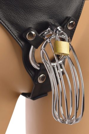 Strict Leather Male Chastity Device Harness