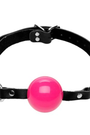 Pink Silicone Ball Gag with Leather Straps