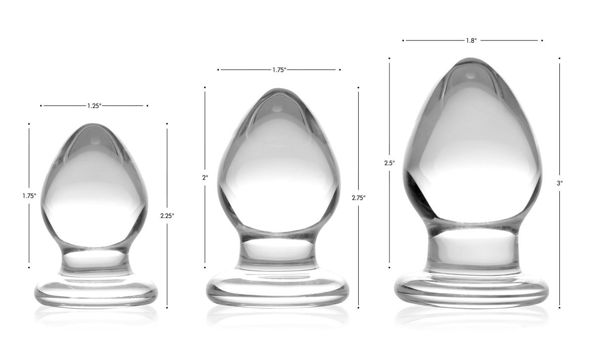 Triplets 3 Piece Glass Anal Plug Kit - Image 2