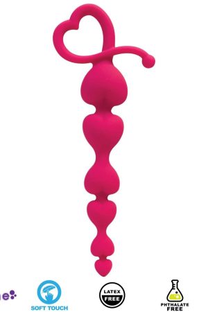 Gossip Hearts on a String Magenta Anal Beads