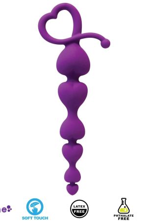 Gossip Hearts on a String Violet Anal Beads