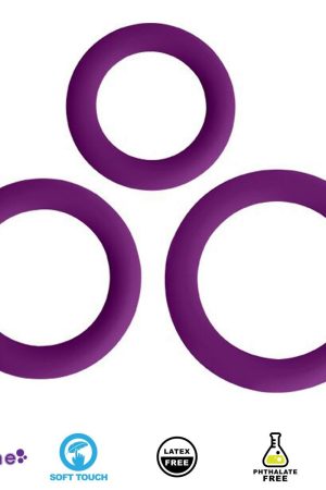 Love Ring Trio Silicone Cock Rings - Purple