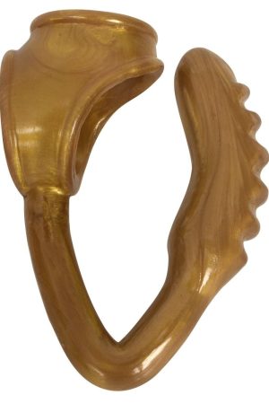 The Duke Cock and Ball Ring with Anal Plug -Gold