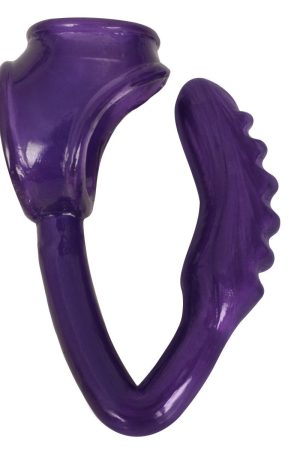 The Duke Cock and Ball Ring with Anal Plug -Purple