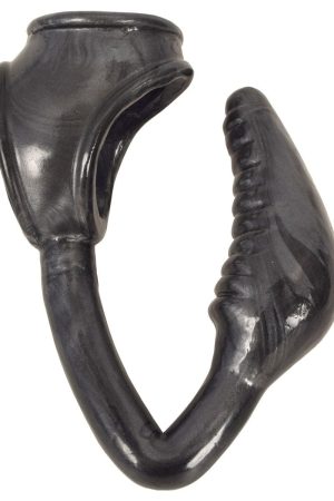 The Earl Cock and Ball Ring with Anal Plug -Black