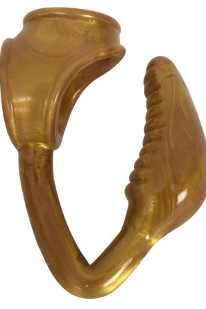 The Earl Cock and Ball Ring with Anal Plug -Gold