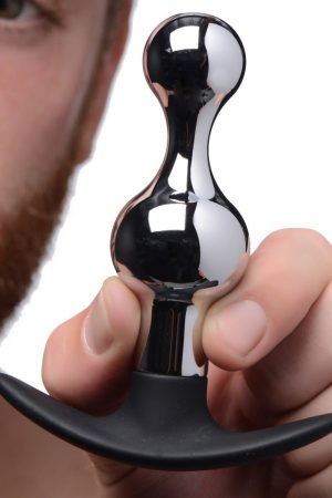 Dark Drop Metal and Silicone Beaded Anal Plug