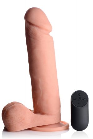 Big Shot Vibrating Remote Control Silicone Dildo with Balls - 9 Inch