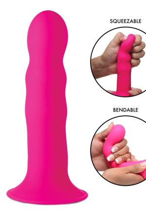 Squeezable Wavy Dildo - Pink
