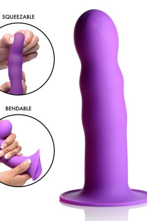 Squeezable Wavy Dildo - Purple