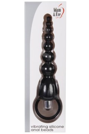 Adam & Eve Vibrating Silicone Anal Beads - Black