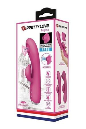 Pretty Love Regina Pulsing Rabbit w/Free Suction Attachment - Pink