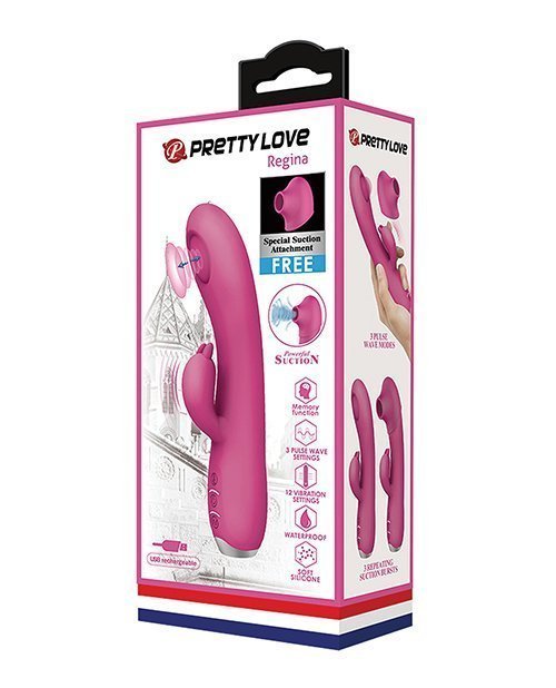 Pretty Love Regina Pulsing Rabbit w/Free Suction Attachment - Pink