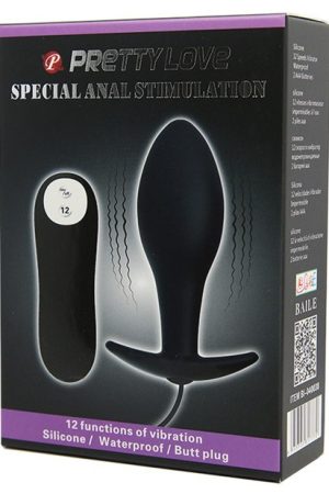Pretty Love Vibrating Bulb Shaped Butt Plug - Black