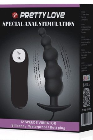 Pretty Love Vibrating Bead Shaped Butt Plug - Black