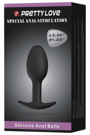 Pretty Love 3.34" Silicone Anal Plug w/Ball - Black