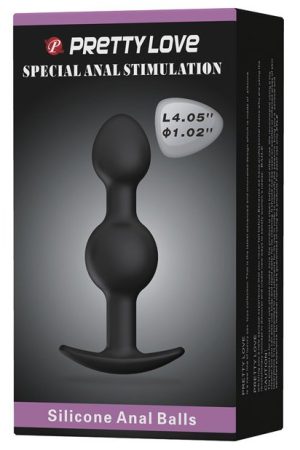 Pretty Love 4.05" Silicone Anal Plug w/Ball - Black