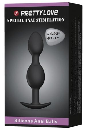 Pretty Love 4.92" Silicone Anal Plug w/Ball - Black
