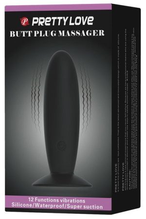 Pretty Love Butt Plug Massager - 12 Function Black