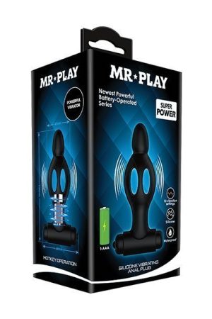 Mr. Play Vibrating Collapsible Anal Plug - Black