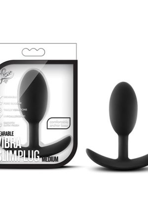 Blush Luxe Wearable Vibra Slim Plug Medium - Black