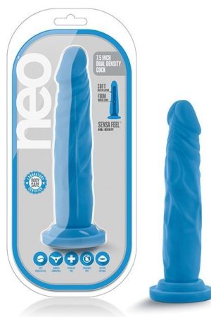 Blush Neo Dual Density 7.5" Cock - Neon Blue