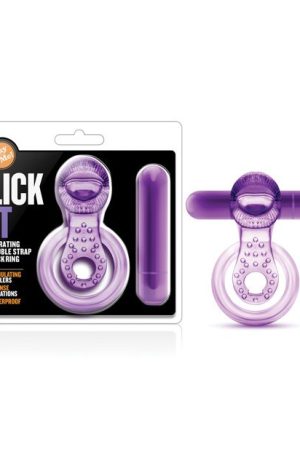 Blush Play with Me Lick it Vibrating Double Strap Cockring - Purple