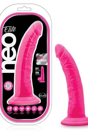 Blush Neo Elite 7.5" Silicone Dual Density Cock w/Balls - Neon Pink