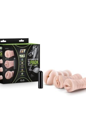 Blush M for Men Self Lubricating Vibrating Stroker Sleeve Kit - Vanilla Pack of 3