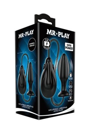 Mr. Play Inflatable Vibrating Plug - Black