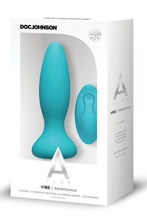 A Play Rechargeable Silicone Adventurous Anal Plug w/Remote - Teal