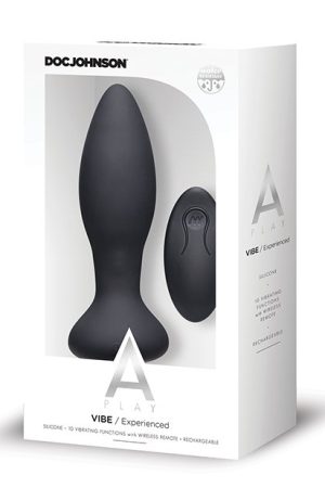A Play Rechargeable Silicone Experienced Anal Plug w/Remote - Black