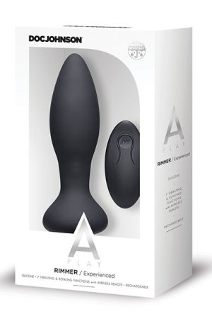 A Play Rimmer Experienced Rechargeable Silicone Anal Plug w/Remote - Black
