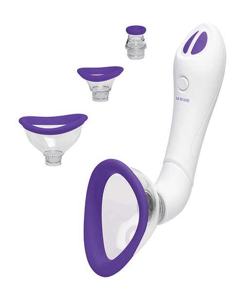 Bloom Intimate Body Automatic Vibrating Rechargeable Pump - Purple/White - Image 2