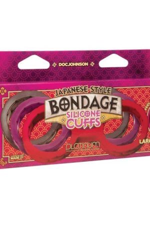 Japanese Bondage Silicone Cuffs Large - Red
