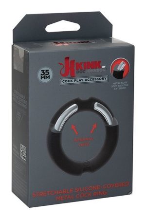 Kink Hybrid Silicone Covered Metal Cock Ring - 35 mm Black