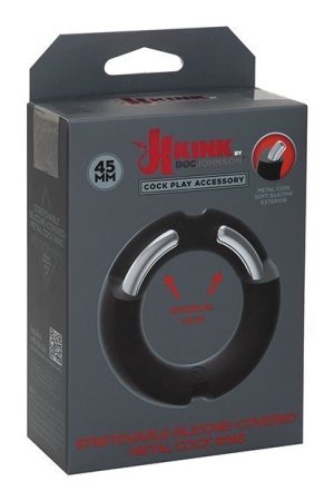 Kink Hybrid Silicone Covered Metal Cock Ring - 45 mm Black