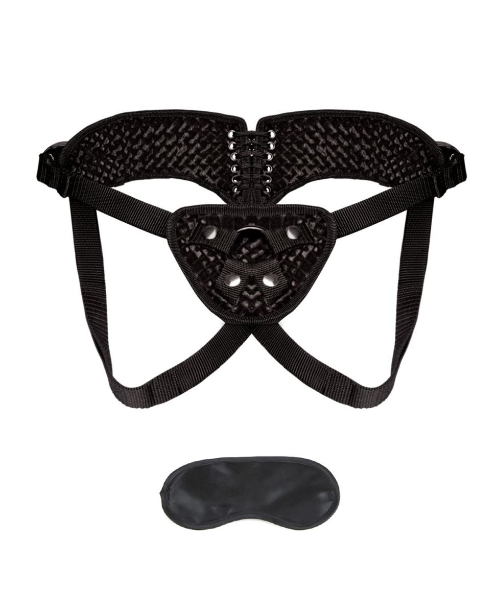 Lux Fetish Diamond Velvet Strap-on Corset - Black - Image 3