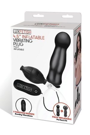 Lux Fetish 4.5" Inflatable Vibrating Plug - Black