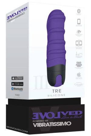 Evolved Vibratissimo Tre Ribbed Stick - Purple/Black