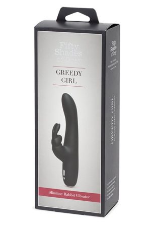 Fifty Shades of Grey Greedy Girl Rechargeable Slimline Rabbit Vibrator - Black