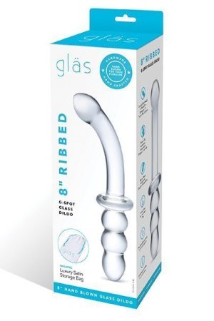 Glas 8" Ribbed G-Spot Glass Dildo