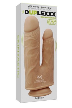 Skinsations Duplexx Vibrating & Rotating Double Dildo - Flesh