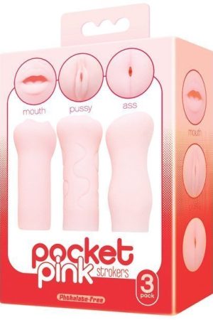 Icon Brands Pocket Pink Strokers - 3- Pack