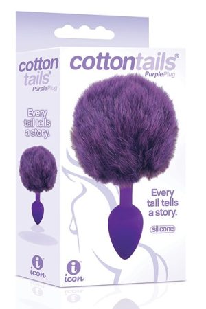 The 9's Cottontails Silicone Bunny Tail Butt Plug - Purple