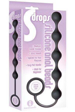 The 9's S Drops Silicone Anal Beads - Black