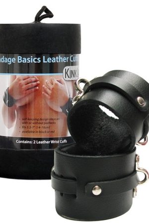 KinkLab Leather Wrist Cuffs - Black