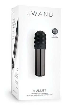 Le Wand Chrome Bullet Rechargeable Vibrator w/Silicone Textured Ring - Black